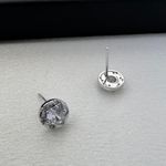 8mm CZ Stud Earrings for Men Women,Streetwear Hip Hop Unisex Earrings Silver Photo 2