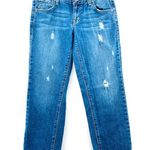 New York And Company Straight Boyfriend Low Rise Crop Jeans Distressed 0 Mid Wash Photo 0