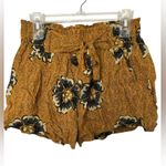 Anthropologie  Mustard Yellow Floral Linen Blend High Rise Shorts Womens XS Photo 0