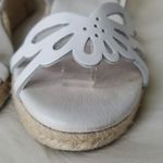 Eric Michael Jillian White Butterfly Wedges Espadrille Y2K Leather Heeled Sandal Photo 7