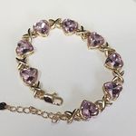 Gold Filled XO Light Pink Crystal Heart Bracelet Photo 0