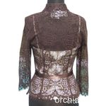 Cache Espresso Brown Sheer Illusion Lace Top Jacket Front Zipper New $158 NWT Photo 2