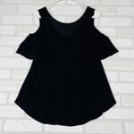 Free People  Black Cold Shoulder V Neck Tunic Top Shirt XS Photo 12