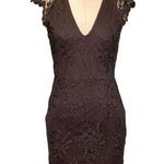 XTaren  Lace Flutter Cap Sleeve V-Neck Bodycon Mini Dress Black Size Medium NWT Photo 0