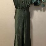 Lulus Classic Elegance Olive Satin Sleeveless Mock Neck Maxi Dress Green Size M Photo 3
