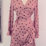 Nasty Gal Polka Dot Satin Ruffle Wrap Dress Photo 4