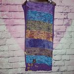 VINTAGE KARMA CIRCLE USA MADE IN NEPAL BOHEMIAN COLORFUL KNIT INFINITY SCARF Blue Photo 2