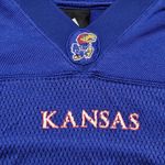 Adidas  Kansas Jayhawks Royal Blue Cropped Football Jersey Shirt Top Womens XL Photo 2