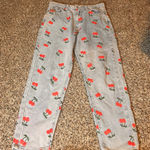 Adika Cherry Print Jeans High Waisted Denim Casual Pants Medium Photo 0