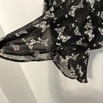 Candie's  Black White Butterfly Print Sheer Short Sleeve Cold Shoulder Y2K Blouse Photo 7