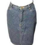 Gloria Vanderbilt Vintage  Denim Cotton Skirt Front Zip Pockets Size 8 Photo 0