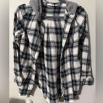 SO  Hooded Plaid Long Sleeve Shirt Photo 0