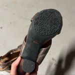 Clarks  Pewter Open Toe Sandal Bootie Chunky Heels Size 8 EUC Photo 2