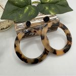 Tortoise Acrylic And Druzy Hoop Circle Earrings Black Photo 1