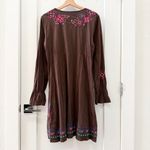 Johnny Was Y2K Retro Boho Brown Embroidered Floral Baby Doll Y2K Dress Size L Photo 1