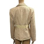 Adrianna Papell  Cream Pearl Embellished Floral Textured Tie Belted Jacket Size 8 Photo 1