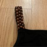 Urban Outfitters Black Wooden Boho Beaded Tie Back Crop Top Women’s Size Small Photo 2