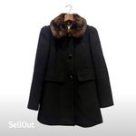 Kate Spade Women's Black Overcoat Faux Fur Collar Size S Photo 2
