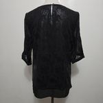 Chico's  Womens Black Paisley Graphic V Neck 3/4 Sleeve Button Tab Top Size Small Photo 5