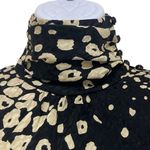 Tuleh Black Gold Animal Leopard Print 100% Silk High Neck Blouson Midi Dress XS Photo 5