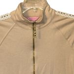 Lilly Pulitzer Tan Half-Zip Popover Jacket Crochet Mock Neck Small Lightweight Photo 1