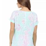 Lilly Pulitzer  Top Size XS Mikela Minty Fresh Fansea Print 100% Linen Excellent Photo 8