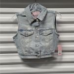 Juicy Couture Women’s XS Cropped Denim Vest Rhinestone Logo Y2K Biker Jacket Photo 3