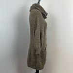 Free People  Taupe Wool Blend Balloon Sleeve Cowl Neck Cardigan Sweater Small Photo 3