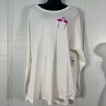 Crown & Ivy  White Flamingo Long Sleeve Sweatshirt Size Large NWT Photo 1