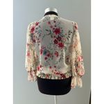 Venus  Floral Blouse Size 2 Oversize Lace Flounce Sleeve Milkmaid Prairie (M) Photo 6