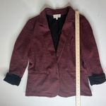 Skies Are Blue  Textured Knit Blazer Large Burgundy Open Front Stretch Minimalist Photo 7