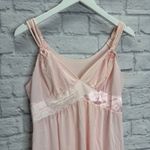 Vintage Shadowline Pink Maxi Nightgown Size M Strappy V Neck Lace Empire Waist Size M Photo 2