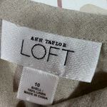 Loft Ann Taylor  Linen A-Line Midi Skirt Beige / Oatmeal Zip Size 10 Flared Hem Photo 5