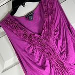 Chelsea & Theodore Women's Purple Asymmetrical Ruched Sleeveless Top Size Large Photo 2