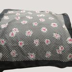 Elaine Gold Black White Checkered Floral Print Scarf 100% Polyester Made Italy Photo 1