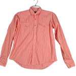 Ralph Lauren Shirt Coral White Striped Western Button Down Long Sleeve Size 10 Photo 0