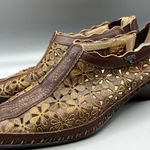 Pikolinos Women’s Romana‎ Shoes Sz 36 Brown Leather Flower Cutout Slingback Photo 0