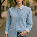 Old Navy 5/$35 Womens Shirt Sz S The Boyfriend Blue White Pinstripe Dress Photo 0