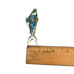 VTG Estate Signed Garden Of Eden Art Nouveau Oval Brooch Pin Metal Resin Blue Photo 11