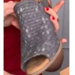 Minnetonka Grey Denim Woven Mona Peep-toe Slide Heeled Sandal Size 10 / Euro 41 Photo 8