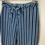Vintage Striped Denim Cropped High Waisted Jeans Belted Sz 4 Blue Photo 4