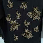 VTG Chelsea Way sweater L cowlneck pullover beaded floral embellished black gold Size L Photo 2