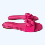 Larroudé Floral Flat Slide Sandals Hot Pink Leather Women’s Size 8 Chic Feminine Photo 6