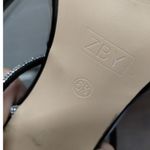 ZBY Women's Size 6.5 Clear Rhinestone Strappy Ankle Pointed Toe Block Heels Black Photo 4