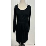 Boden Long Sleeve Sheath Mini Dress Cotton Accented Waist Pockets Knit Black 10 Black Photo 10