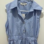 Max Chic Blue and White Checkered Shirt Photo 4