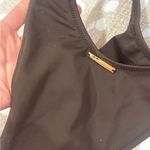 Adoraswim one piece swimsuit brown o ring gold cutout cheeky high leg Photo 6