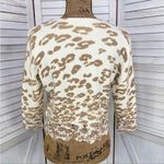 Chico's Chico’s Charlee Cheetah Lace Hem Crop Cardigan Sweater Cream Tan Small Photo 3