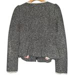 Anthropologie Elevenses  Women’s 2 Gray Tweed Peplum Ruffle Front Zip Up Jacket Photo 3