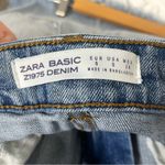 ZARA  I Denim Rose Embroidered Raw Hem Skirt Small 646 Photo 5